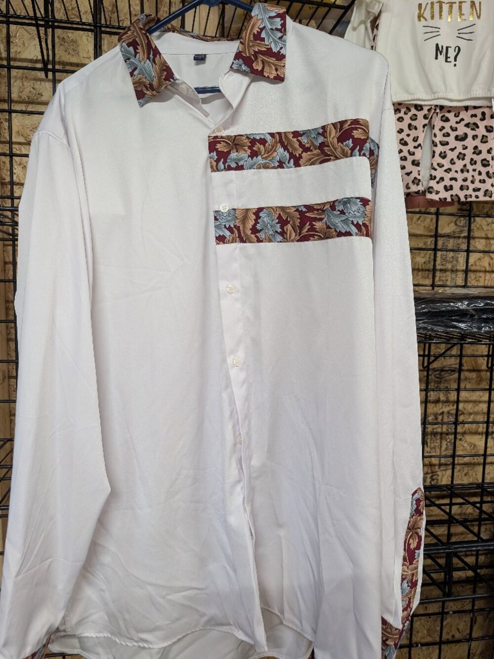 Lady's 2XL White Shirt with Floral Accents - Bundle Discount Available